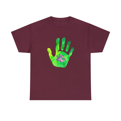 Handprint with Dog Paw - Unisex Heavy Cotton Tee