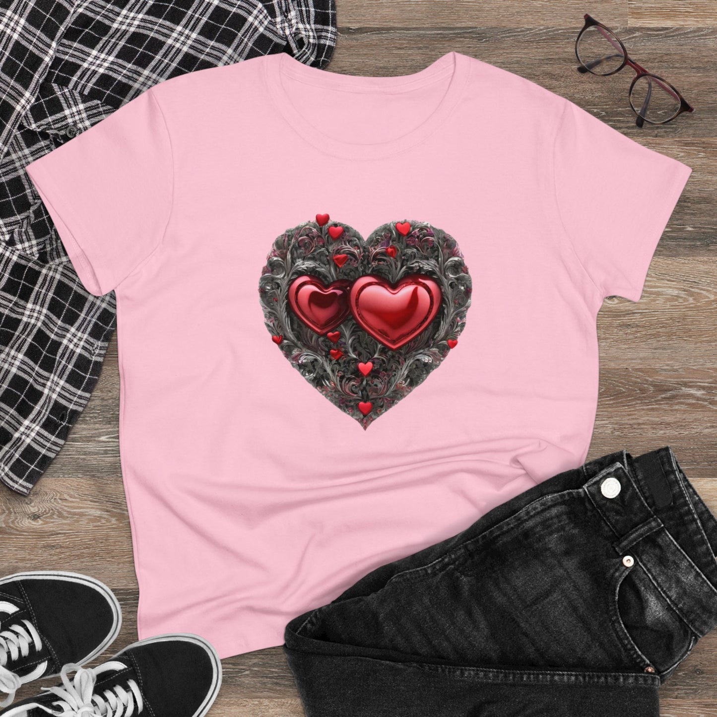 Two Hearts Women's Midweight Cotton T-Shirt