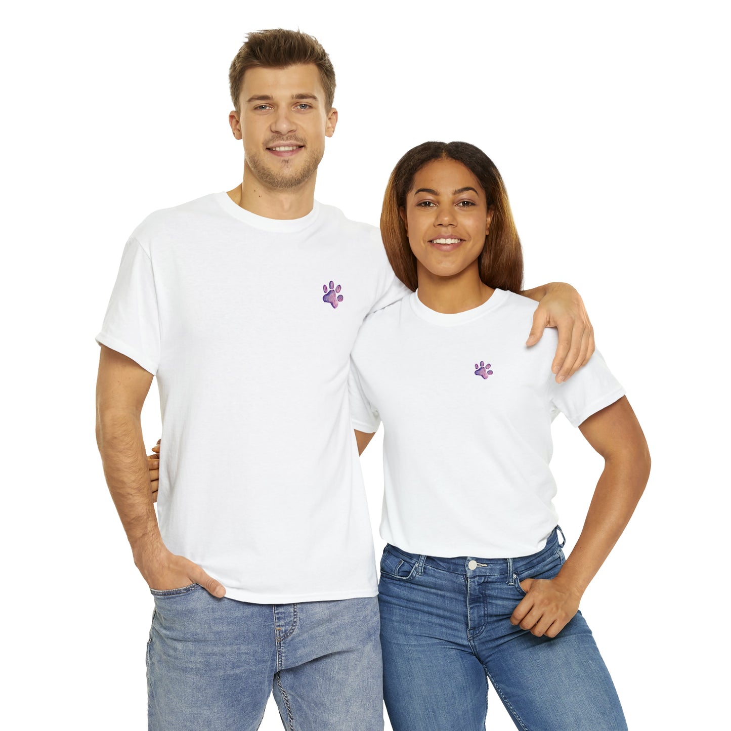 Paw front, Hand and paw back - Unisex Heavy Cotton Tee