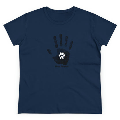 Best Friend, hand and paw - Women's Midweight Cotton Tee