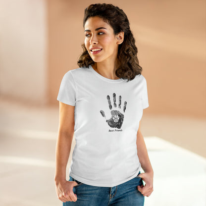 Best Friend, hand and paw - Women's Midweight Cotton Tee