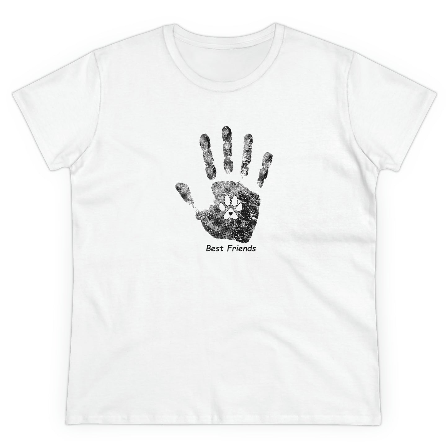 Best Friend, hand and paw - Women's Midweight Cotton Tee