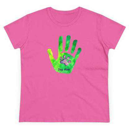 Dog Mom Hand and Paw - Women's Midweight Cotton Tee