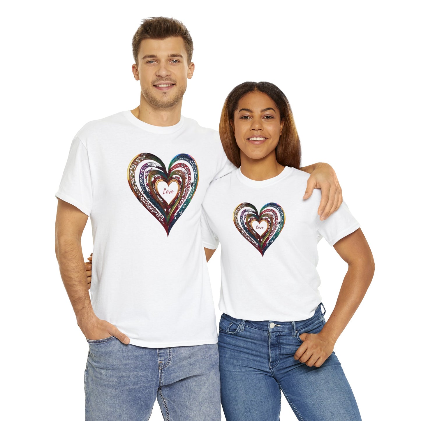 Love Heart Unisex Heavy Cotton T-Shirt