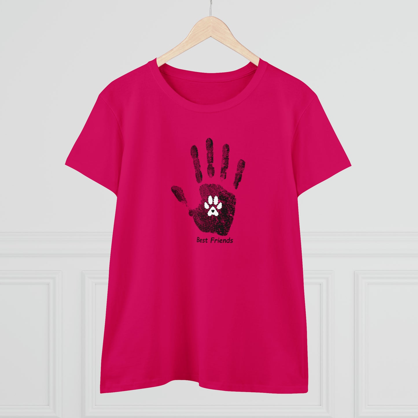 Best Friend, hand and paw - Women's Midweight Cotton Tee