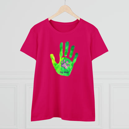 Dog Mom Hand and Paw - Women's Midweight Cotton Tee