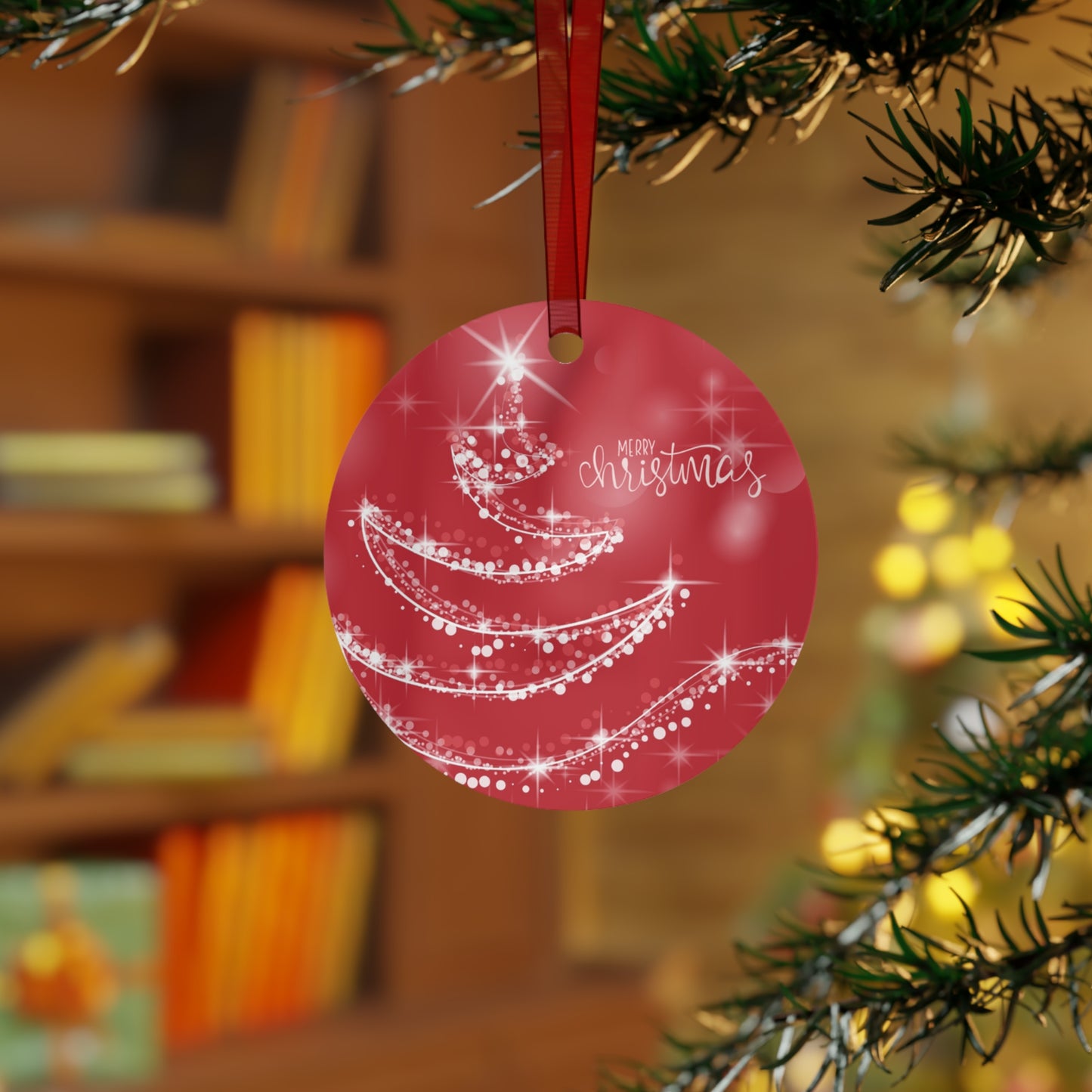 Red Christmas Metal Ornament