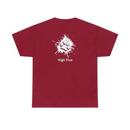 Dog Paw High Five on back of shirt - Unisex Heavy Cotton Tee