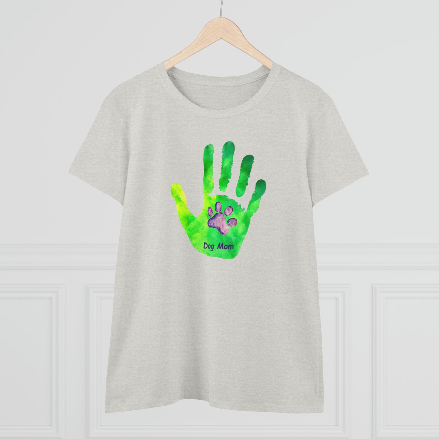 Dog Mom Hand and Paw - Women's Midweight Cotton Tee