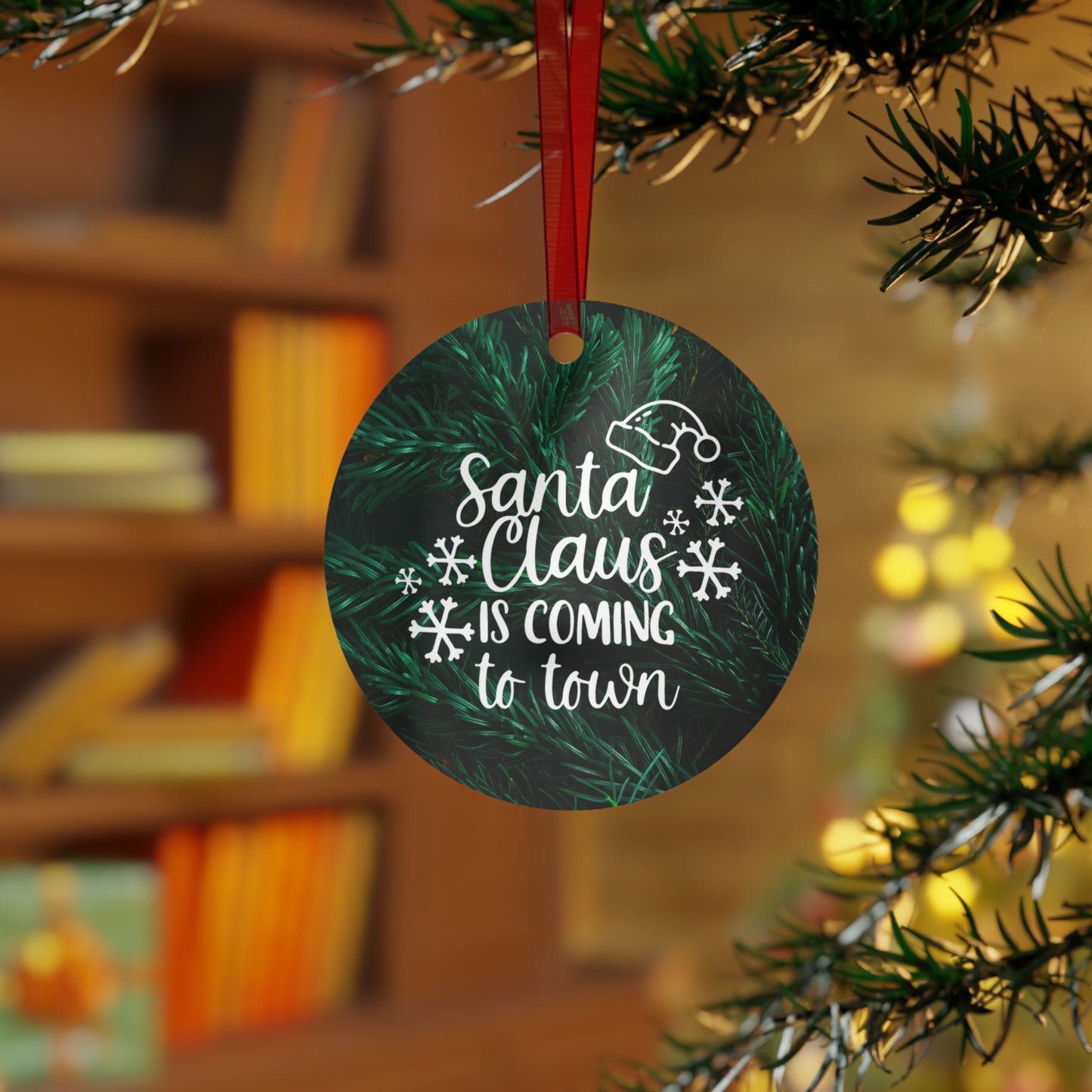 Santa Claus is coming to town Metal Ornaments