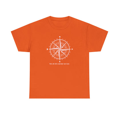 Compass, Not all who wander, Unisex Heavy Cotton Tee