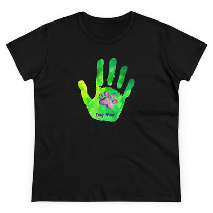 Dog Mom Hand and Paw - Women's Midweight Cotton Tee