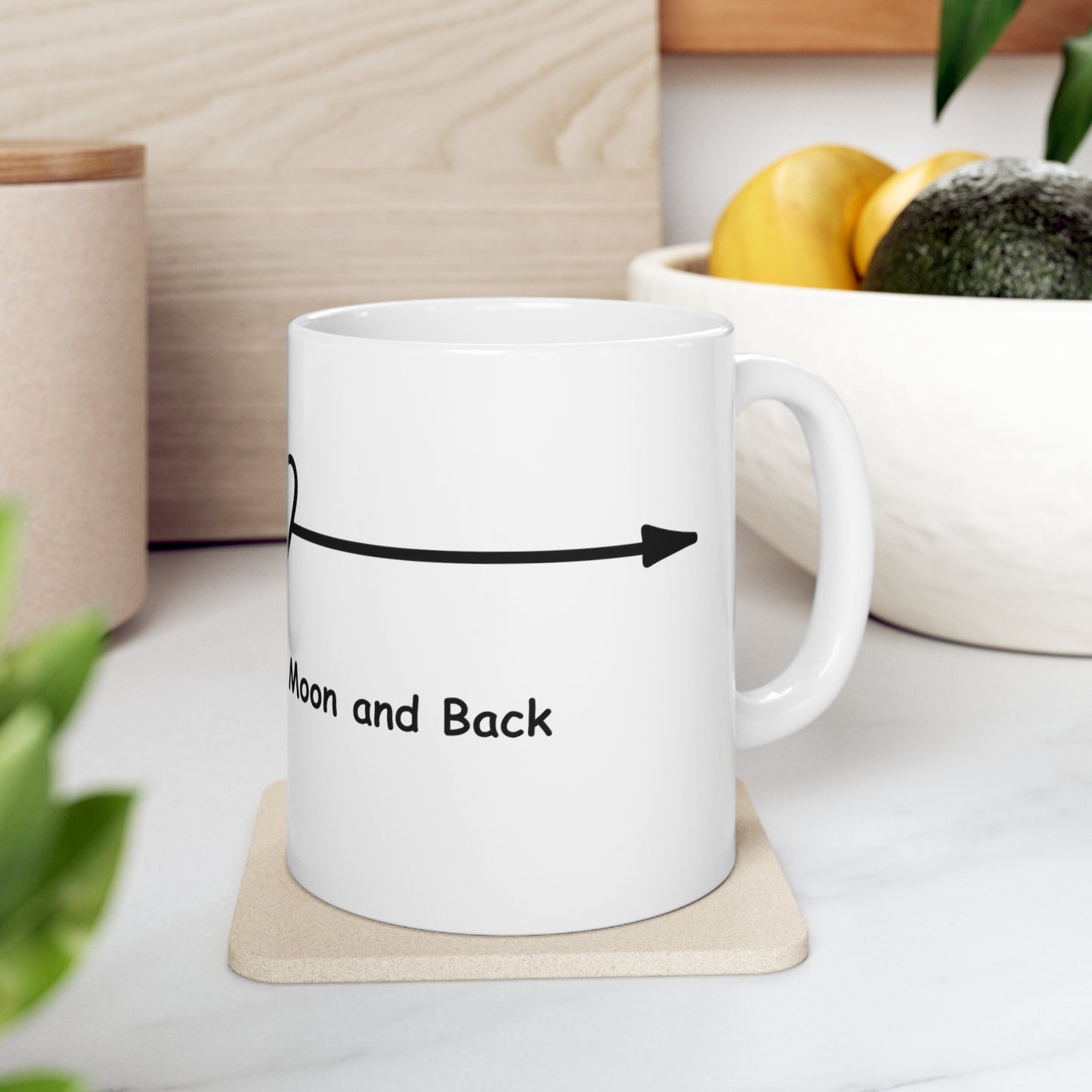 I love you to the moon and back, heart arrow - Ceramic Mug 11oz