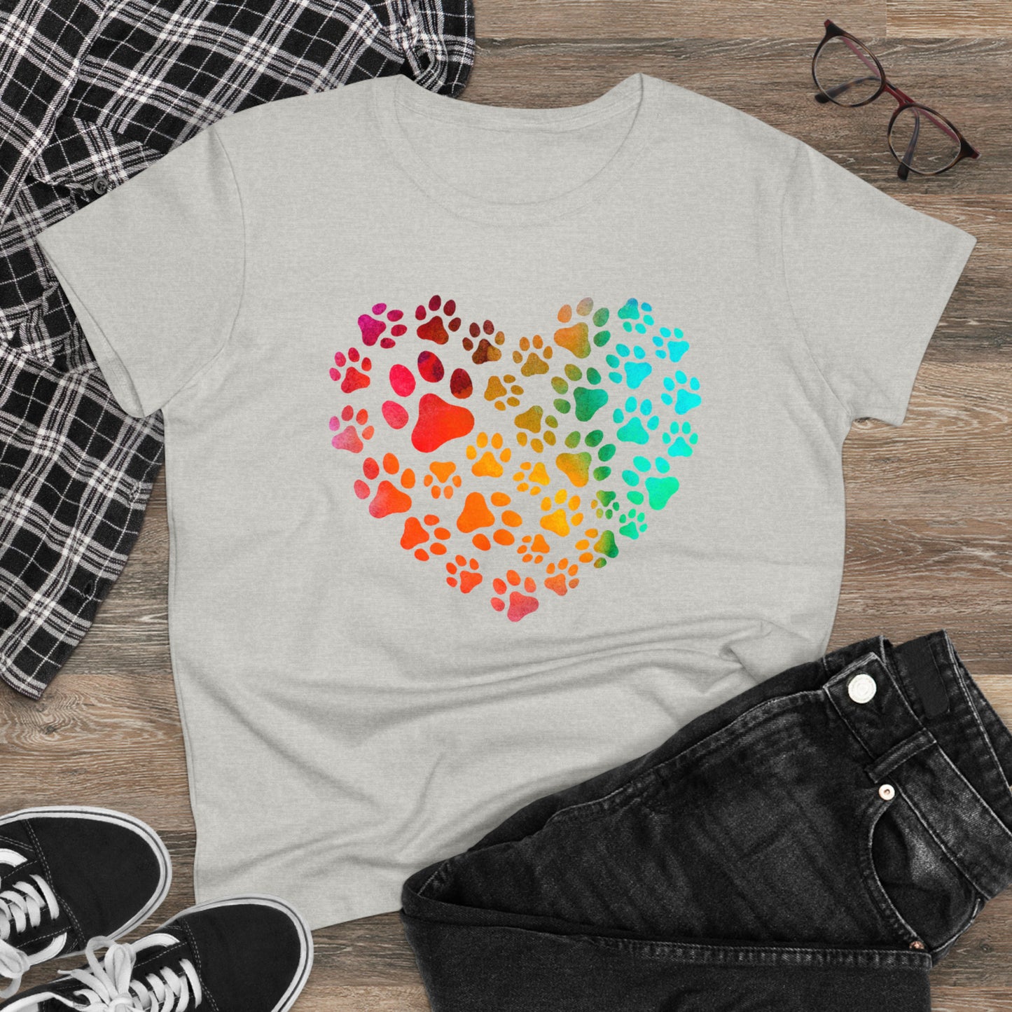 Heart Paws, Women's Midweight Cotton Tee