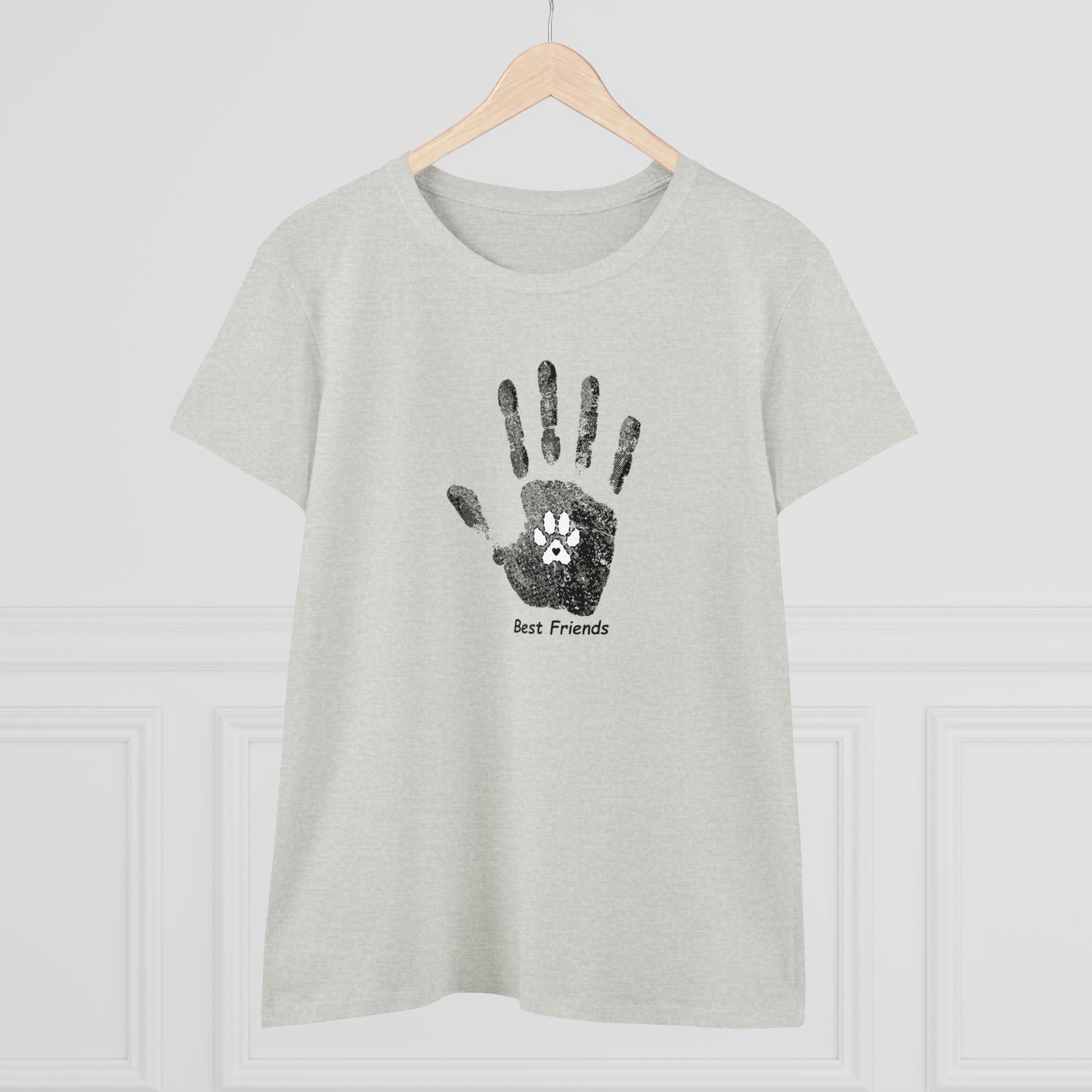 Best Friend, hand and paw - Women's Midweight Cotton Tee