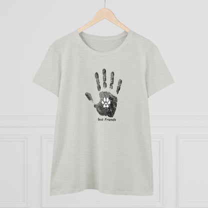 Best Friend, hand and paw - Women's Midweight Cotton Tee