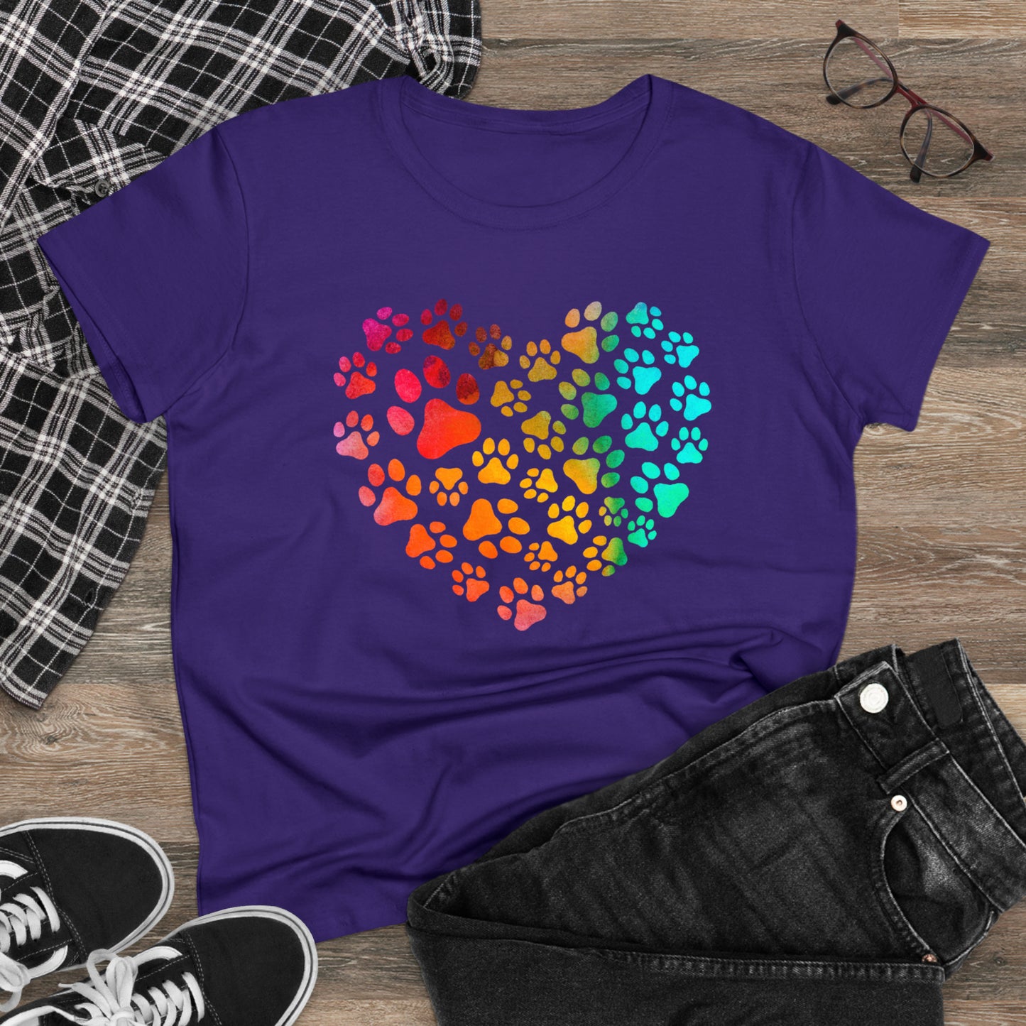 Heart Paws, Women's Midweight Cotton Tee