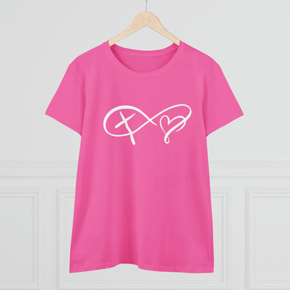 Infinity heart and cross, Women's Midweight Cotton Tee