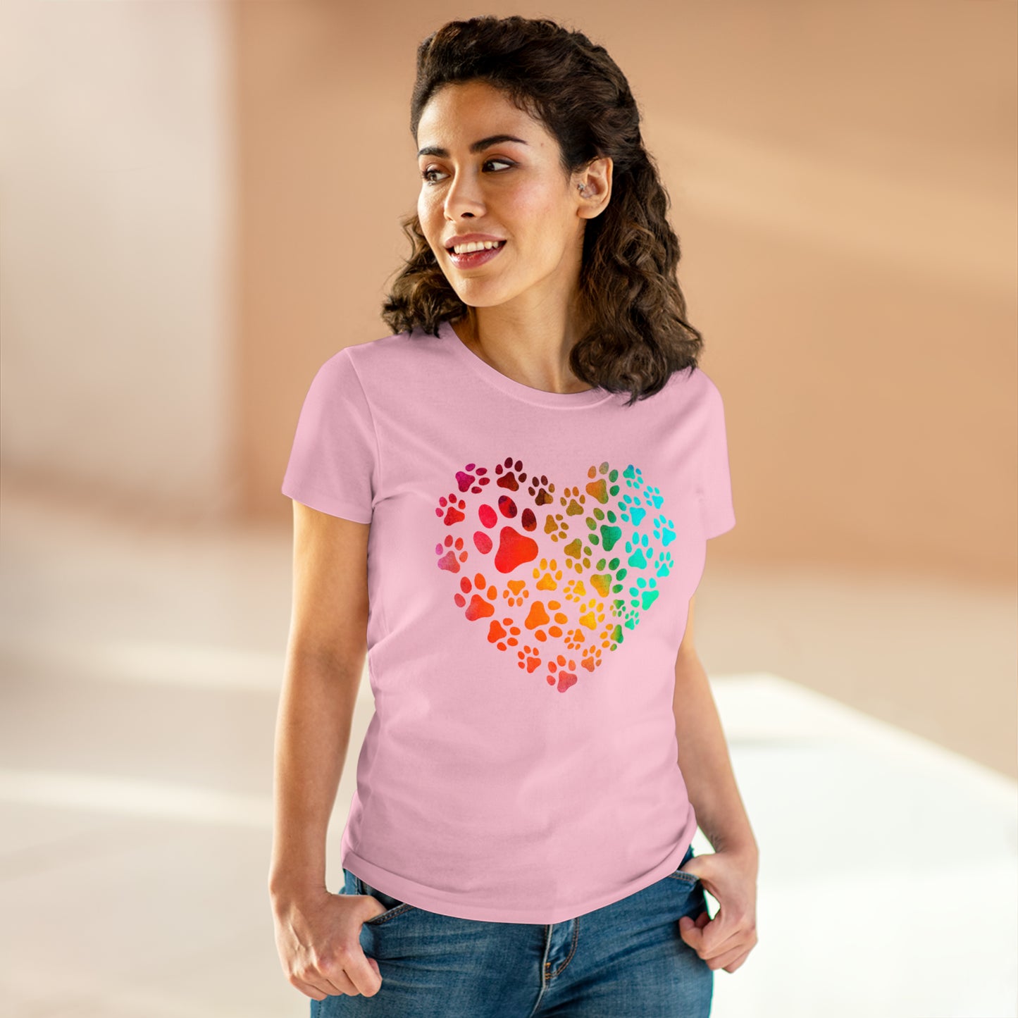 Heart Paws, Women's Midweight Cotton Tee