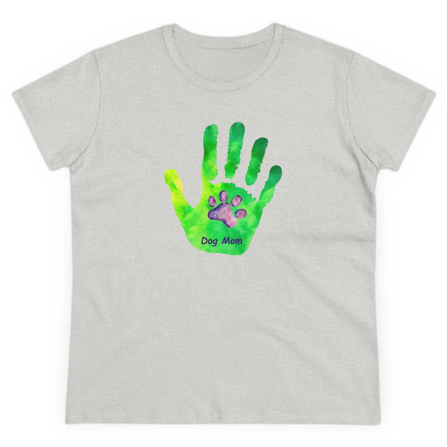 Dog Mom Hand and Paw - Women's Midweight Cotton Tee