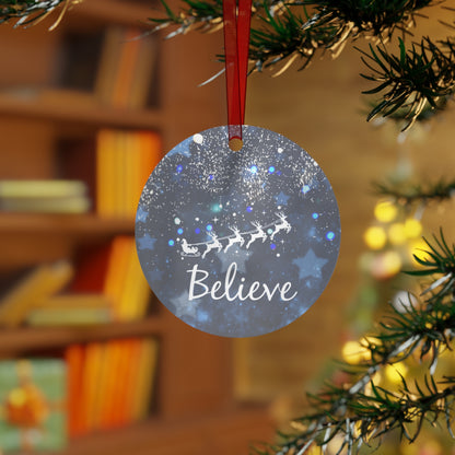 Blue Believe Metal Ornaments