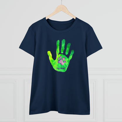 Dog Mom Hand and Paw - Women's Midweight Cotton Tee