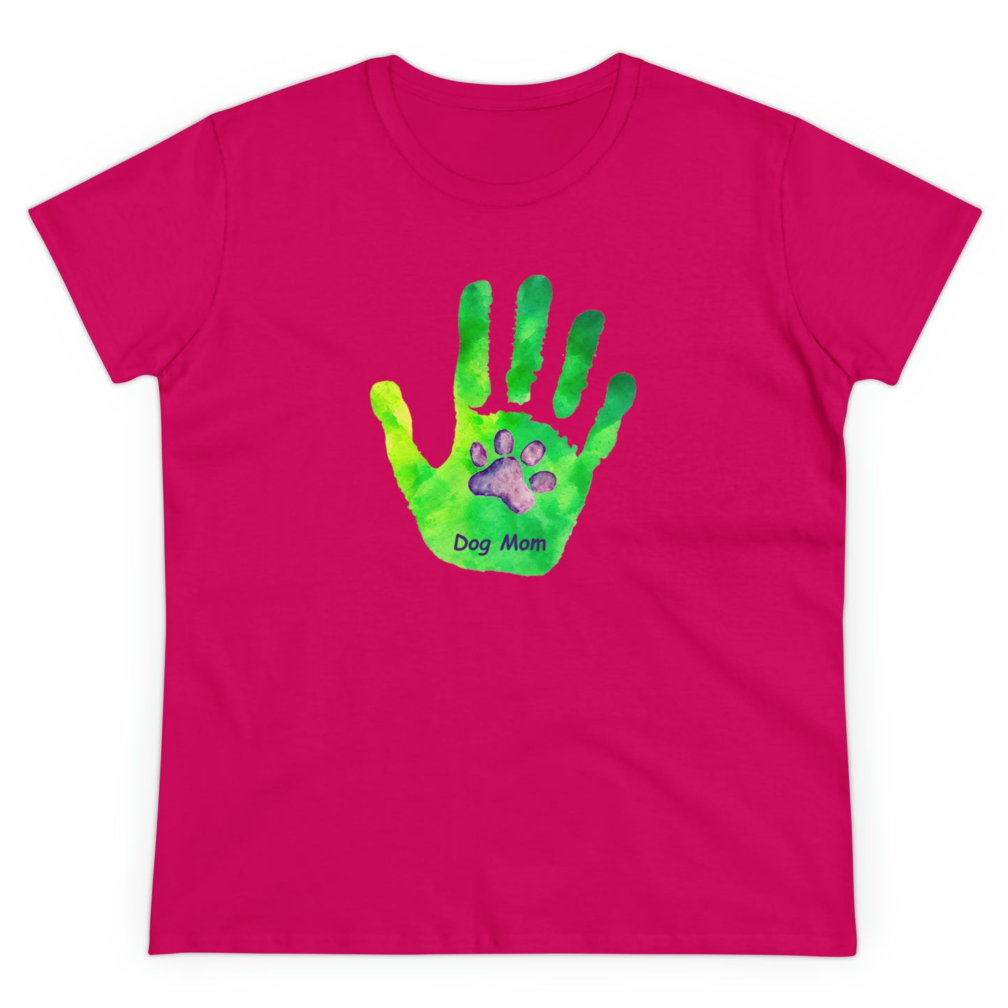 Dog Mom Hand and Paw - Women's Midweight Cotton Tee