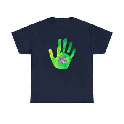 Handprint with Dog Paw - Unisex Heavy Cotton Tee