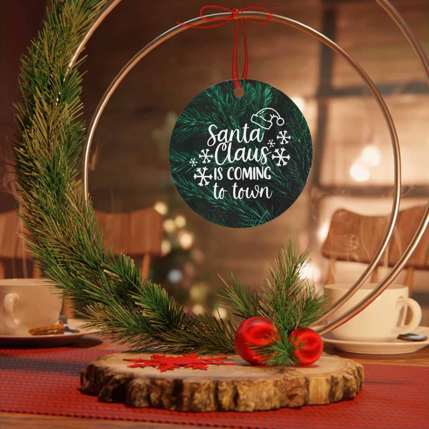 Santa Claus is coming to town Metal Ornaments