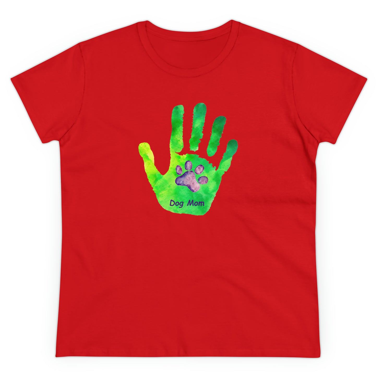 Dog Mom Hand and Paw - Women's Midweight Cotton Tee