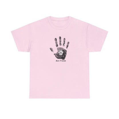 Handprint and Dog Paw - Best Friend - Unisex Heavy Cotton Tee