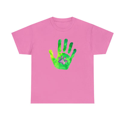 Handprint with Dog Paw - Unisex Heavy Cotton Tee