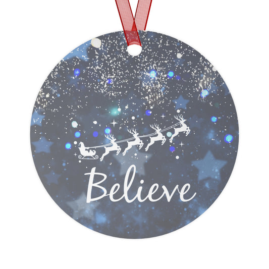 Blue Believe Metal Ornaments