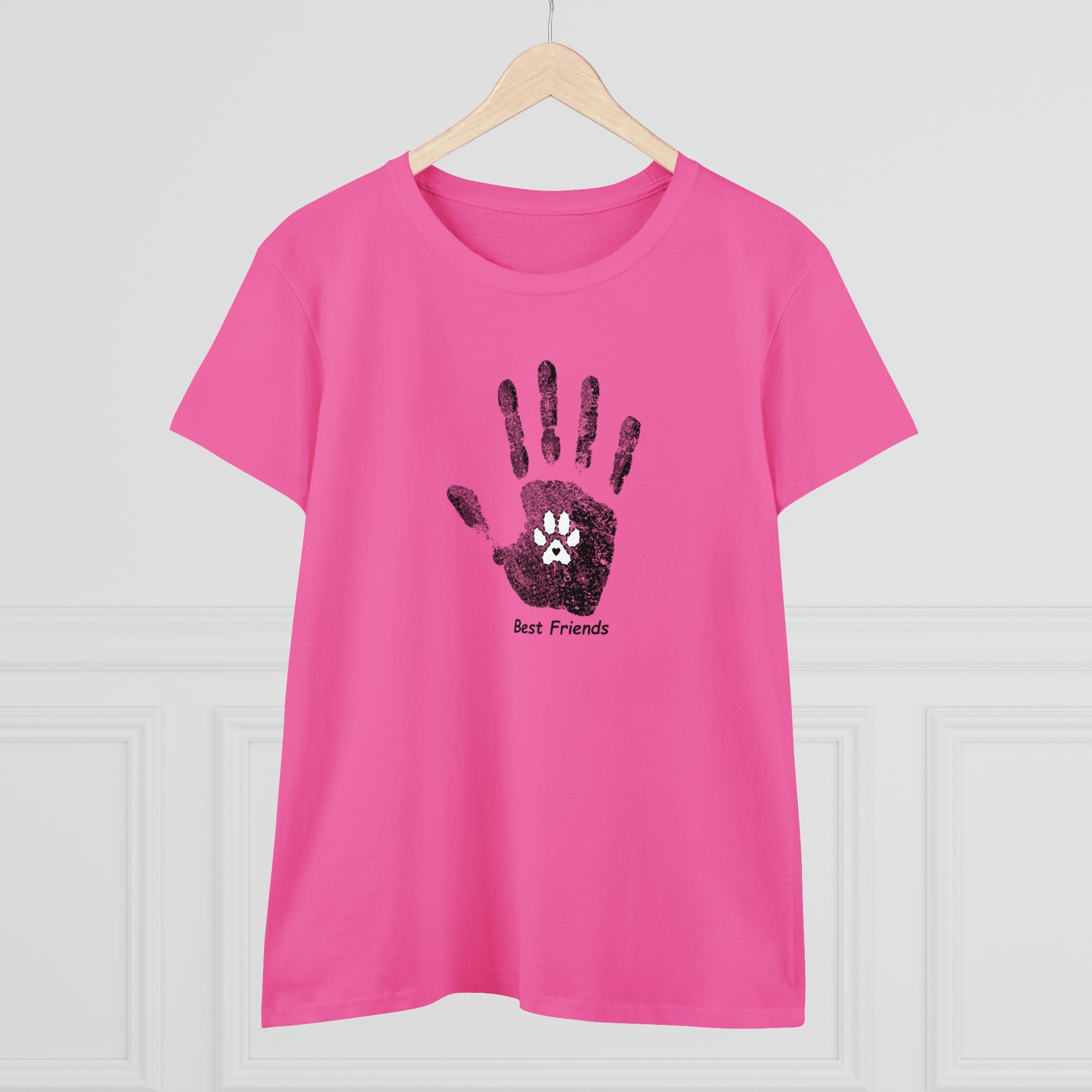 Best Friend, hand and paw - Women's Midweight Cotton Tee