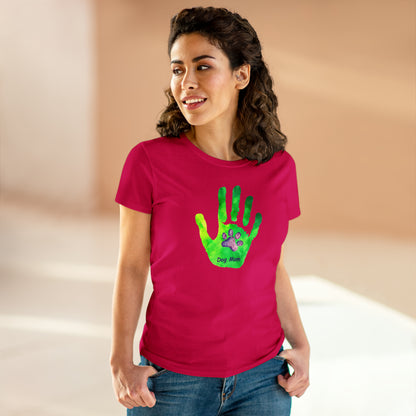 Dog Mom Hand and Paw - Women's Midweight Cotton Tee