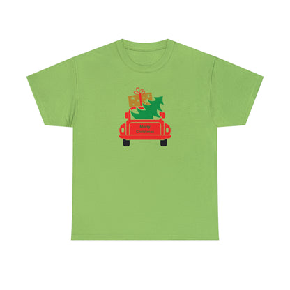 Merry Christmas Truck, Unisex Heavy Cotton Tee