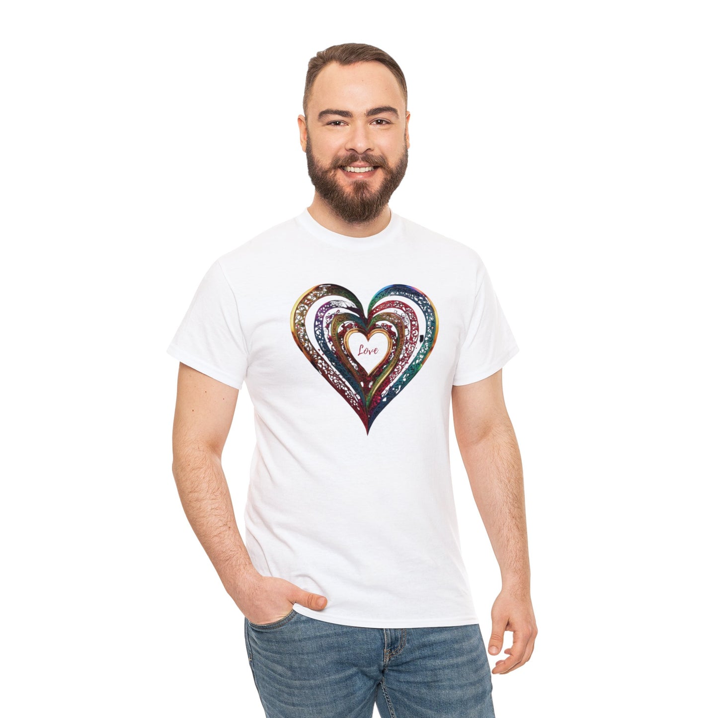 Love Heart Unisex Heavy Cotton T-Shirt