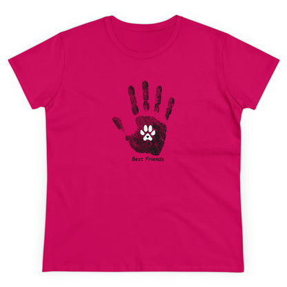 Best Friend, hand and paw - Women's Midweight Cotton Tee