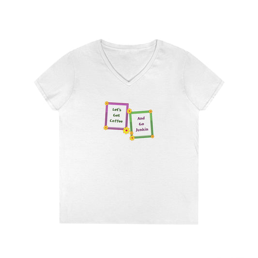 Coffee and Junkin Frames - Ladies' V-Neck T-Shirt