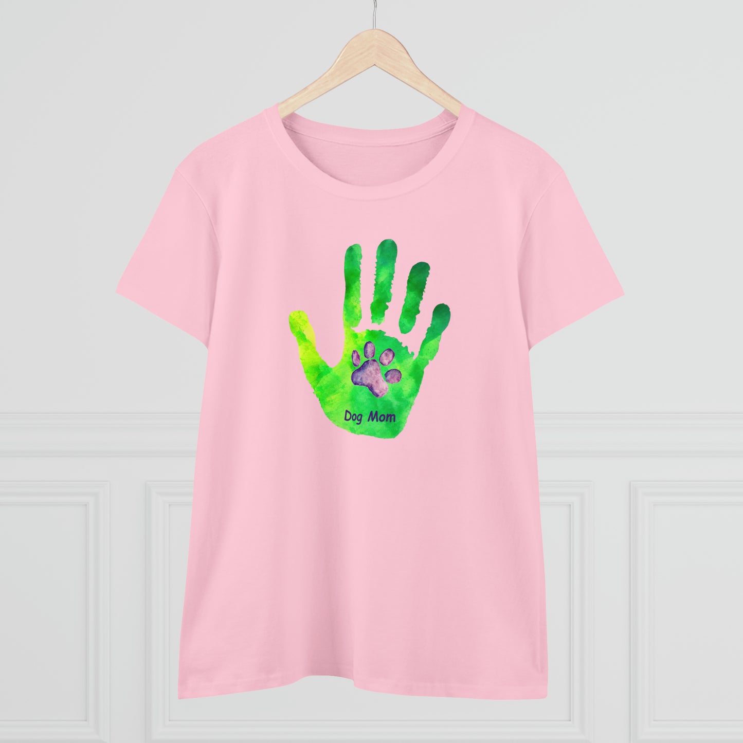 Dog Mom Hand and Paw - Women's Midweight Cotton Tee