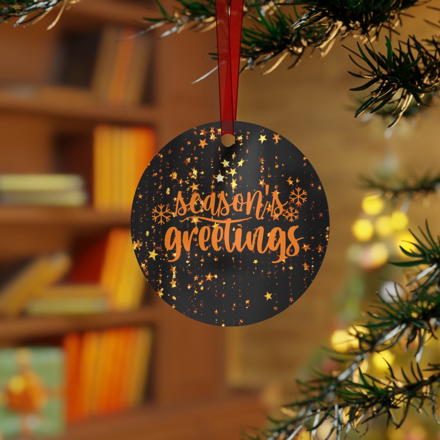 Season's Greetings Metal Ornaments