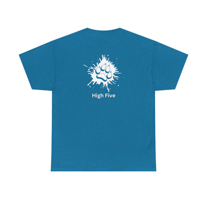 Dog Paw High Five on back of shirt - Unisex Heavy Cotton Tee