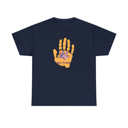 Handprint with Dog Paw, Best Friend - Unisex Heavy Cotton Tee