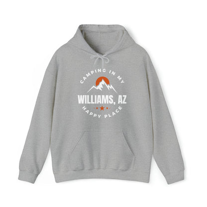 Camping, Happy Place, Williams AZ - Unisex Heavy Blend™ Hooded Sweatshirt