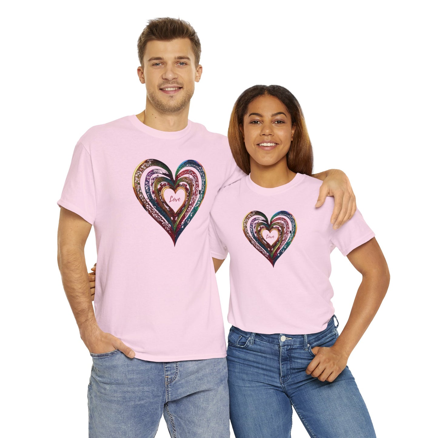 Love Heart Unisex Heavy Cotton T-Shirt