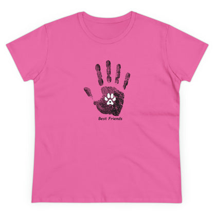 Best Friend, hand and paw - Women's Midweight Cotton Tee