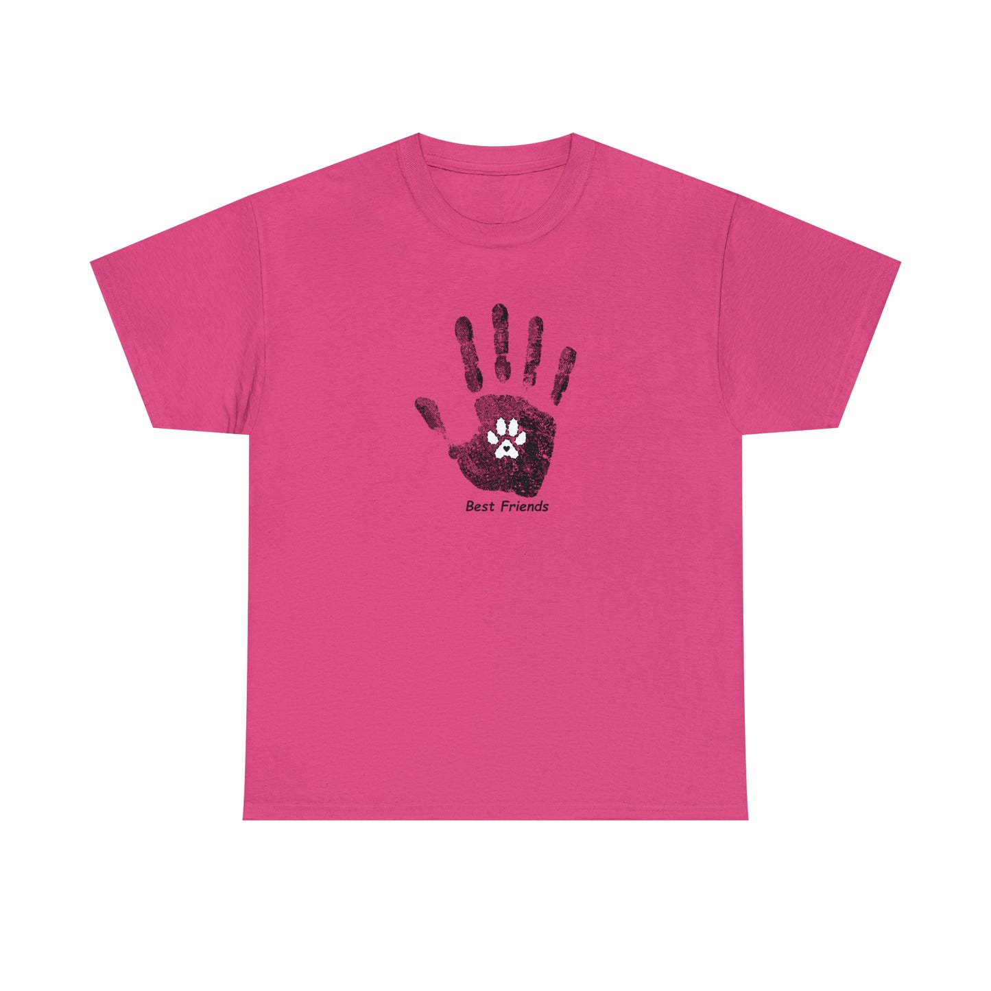 Handprint and Dog Paw - Best Friend - Unisex Heavy Cotton Tee