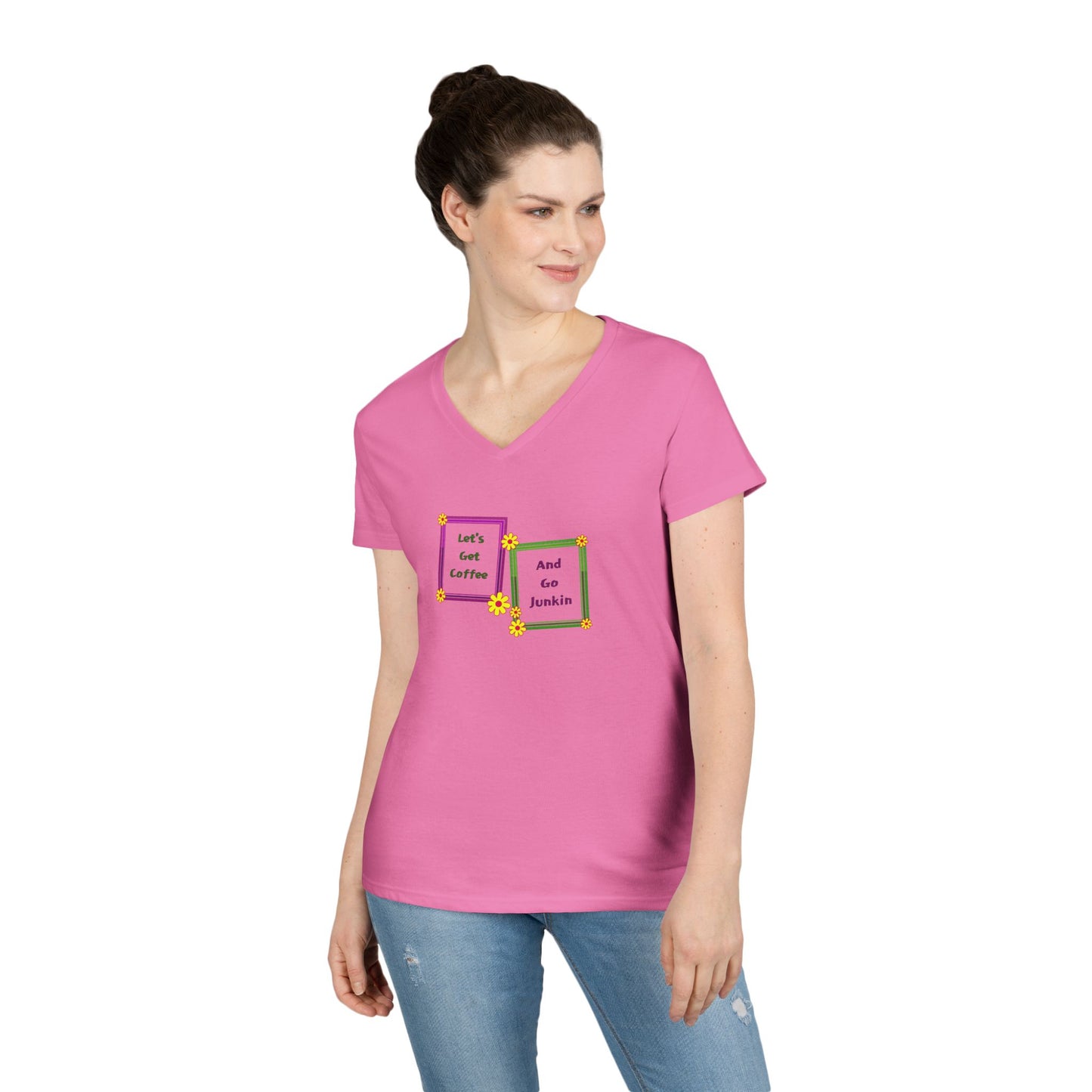 Coffee and Junkin Frames - Ladies' V-Neck T-Shirt