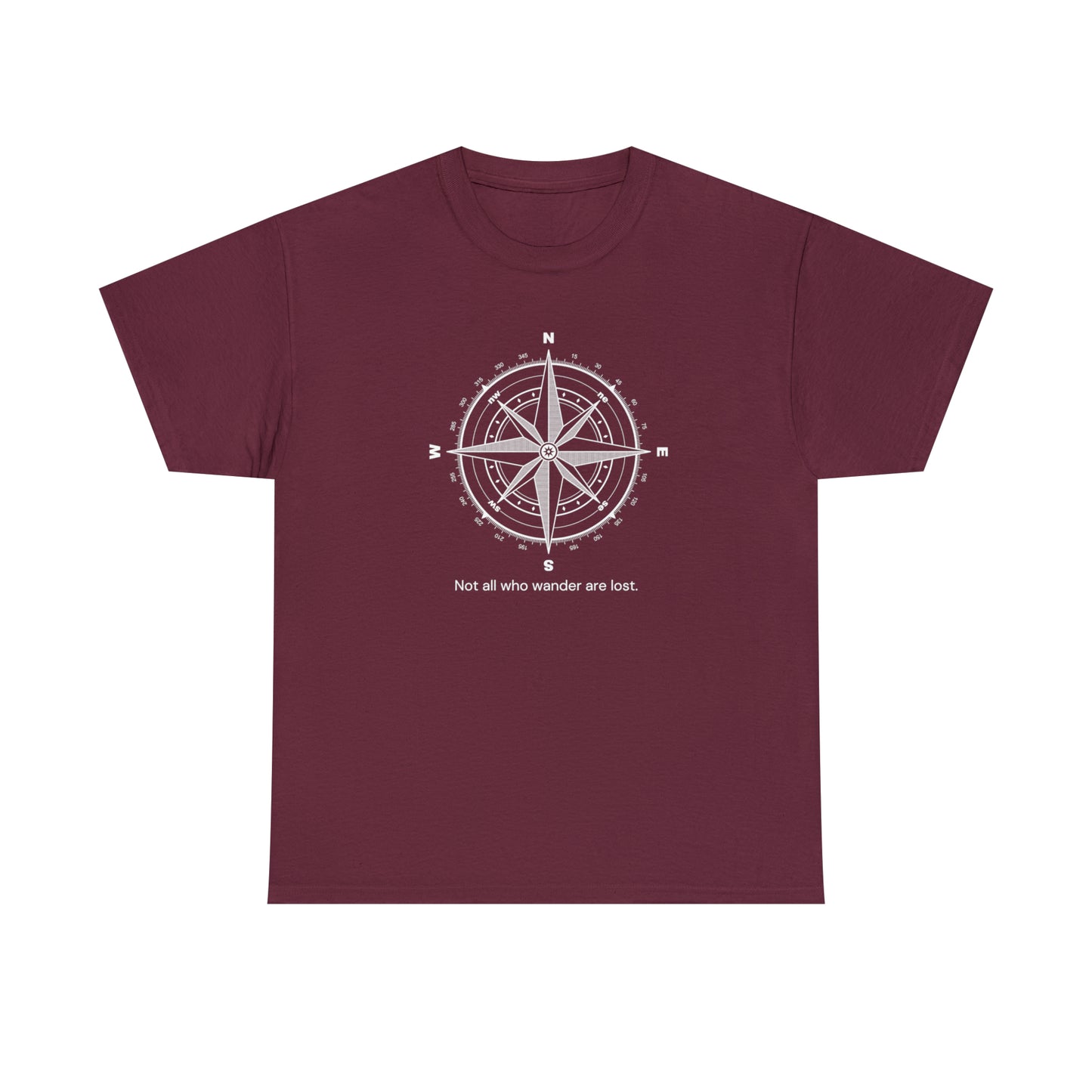 Compass, Not all who wander, Unisex Heavy Cotton Tee