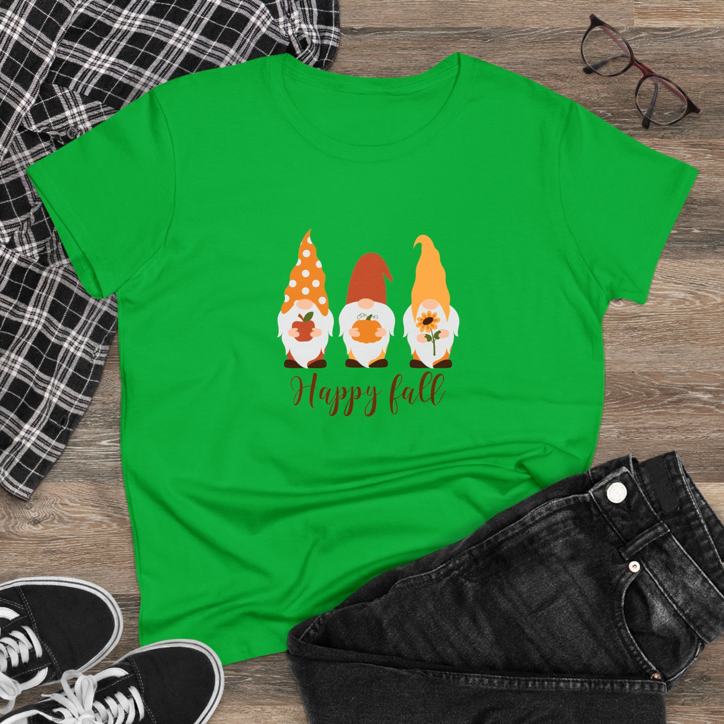 Happy Fall Gnomes - Women's Midweight Cotton Tee